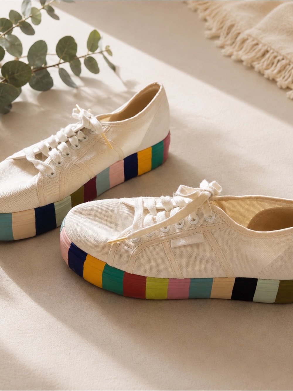 Superga rainbow platform shoes